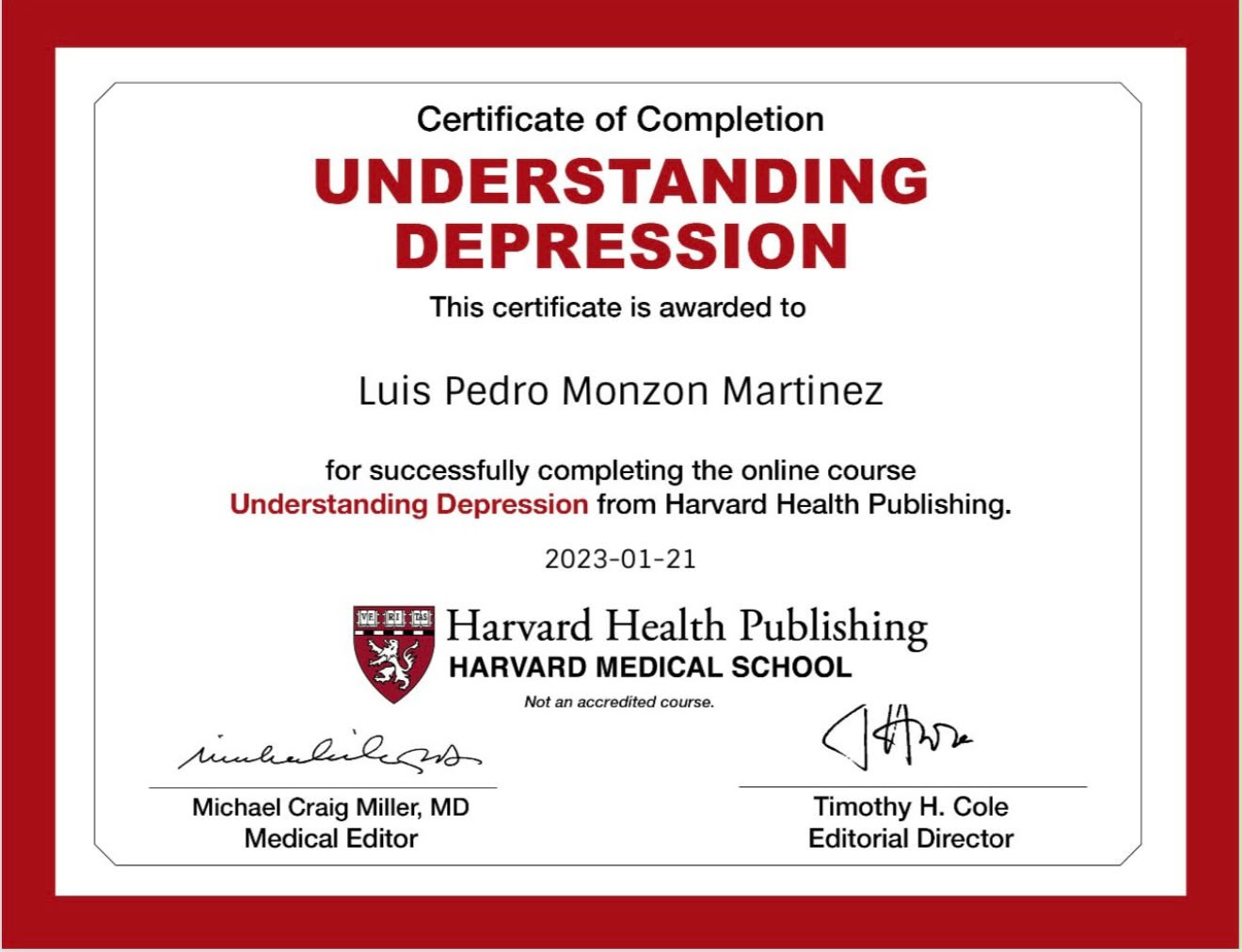 Certificado Harvard